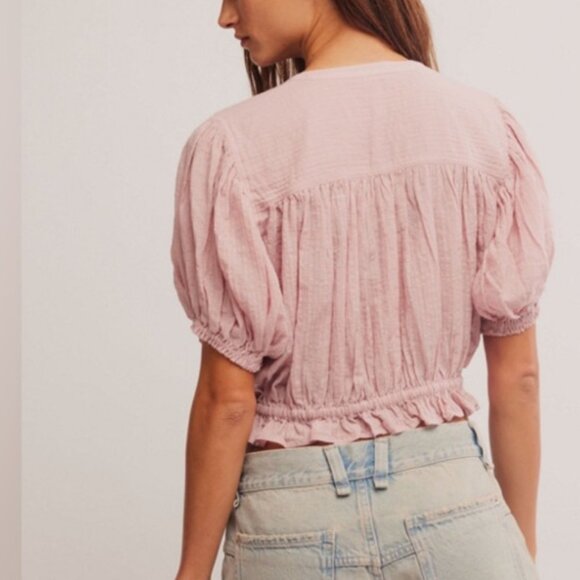Free People Little Cloud Crop Top in Pale Mauve - Picture 3 of 8